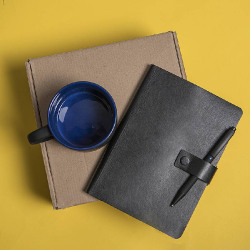 Набор подарочный DYNAMIC: кружка, ежедневник, ручка,  стружка, коробка, черный/синий (черный, синий)