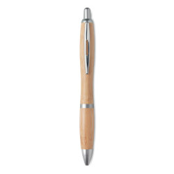 Ручка шариковая из бамбука и пл (тускло-серебряный)