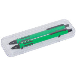 Набор: ручка и карандаш зеленый, черный.