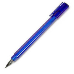 Ручка шариковая, трехгранная, синяя полупрозрачная