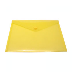 Папка-конверт на кнопке А5, желтый, 180мкм