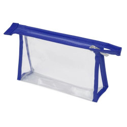 Прозрачная пластиковая косметичка с синей отделкой