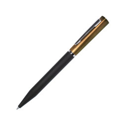 Ручка шариковая M1, пластик, металл, покрытие soft touch (золотистый, черный)